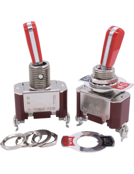 Interruptor de Palanca Twidec 16A 250V SPST 2 Pines Rojo Interruptor de Palanca Twidec 16A 250V SPST 2 Pines Rojo