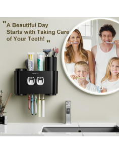 Soporte para Cepillos de Dientes WREWING Negro Multifuncional 2