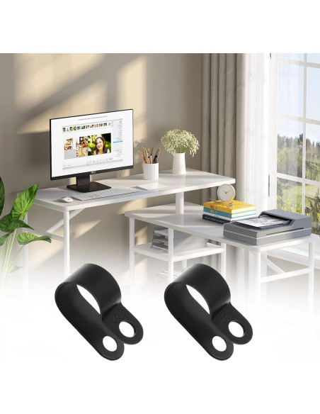 60 Clips de Cable de Nylon Atornillables Suiwotin 12.7mm Negro 60 Clips de Cable de Nylon Atornillables Suiwotin 12.7mm Negro