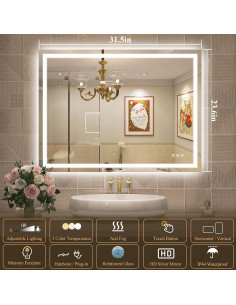 Espejo de Baño LED S'bagno M3015 81x61cm Bluetooth Regulable 2