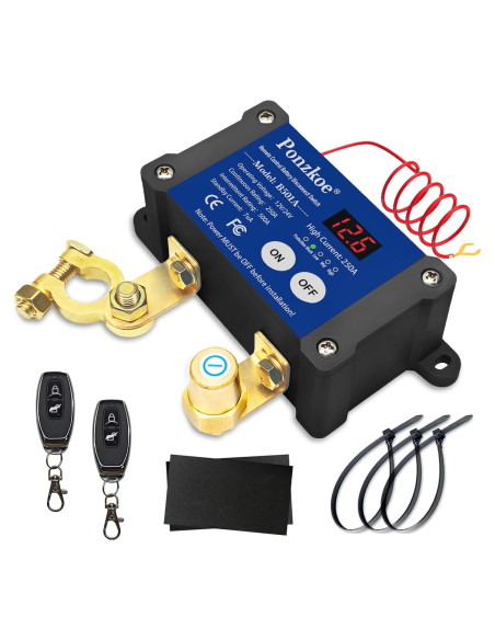 Interruptor de Desconexión de Batería Inteligente 250A 12V/24V Ponzkoe Interruptor de Desconexión de Batería Inteligente 250A 12V/24V Ponzkoe