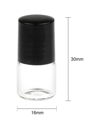 Wresty 25 Botellas de Vidrio 1ml Transparentes con Tapa Negra