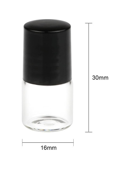 Wresty 25 Botellas de Vidrio 1ml Transparentes con Tapa Negra Wresty 25 Botellas de Vidrio 1ml Transparentes con Tapa Negra