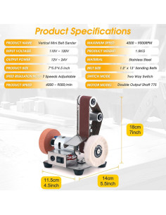 Mini Lijadora de Banda Mornajina 7 Velocidades 180x140mm 2