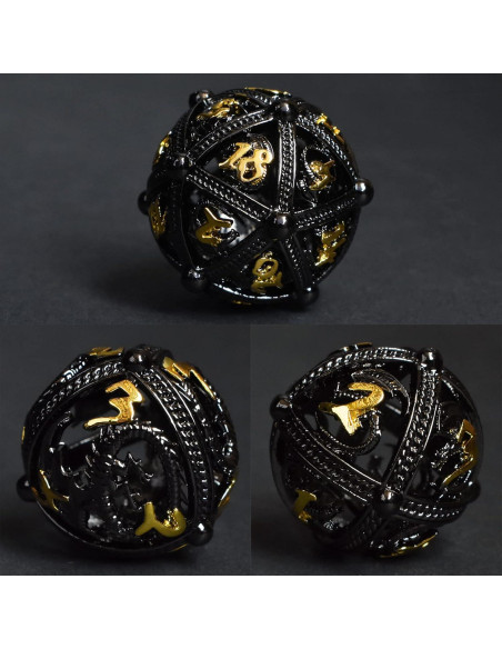Set de Dados de Metal D&D Dragón Negro 7 Piezas 142g Set de Dados de Metal D&D Dragón Negro 7 Piezas 142g