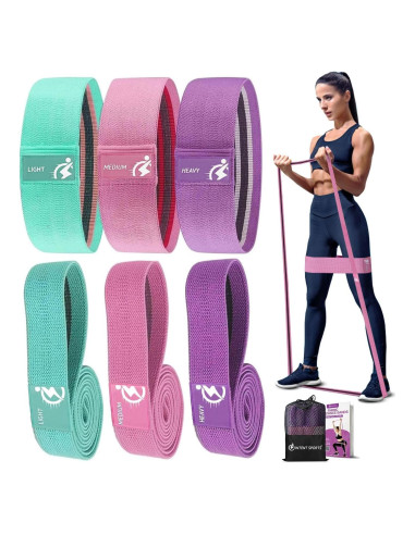 Set de 6 Bandas de Resistencia de Tela INTENT SPORTS Antideslizantes