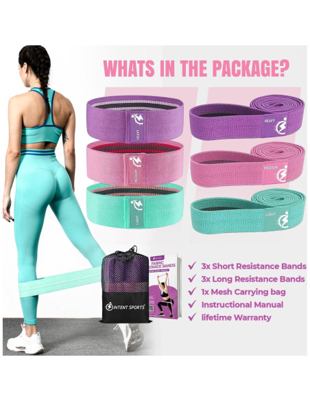 Set de 6 Bandas de Resistencia de Tela INTENT SPORTS Antideslizantes Set de 6 Bandas de Resistencia de Tela INTENT SPORTS Antideslizantes