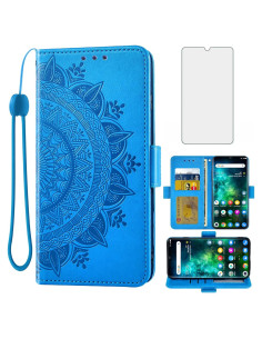 Funda de Cartera Asuwish para TCL 10 Pro/Plus Azul con Protector
