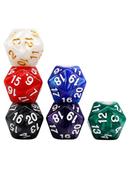 Set de Dados D20 Handan 6 Piezas 22mm Acrílico para RPG Set de Dados D20 Handan 6 Piezas 22mm Acrílico para RPG