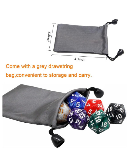 Set de Dados D20 Handan 6 Piezas 22mm Acrílico para RPG Set de Dados D20 Handan 6 Piezas 22mm Acrílico para RPG