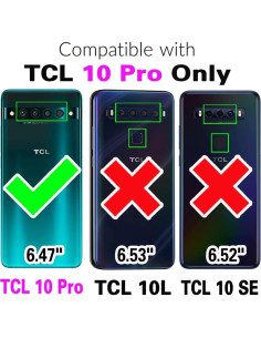 Funda de Cartera Asuwish para TCL 10 Pro/Plus Azul con Protector 2