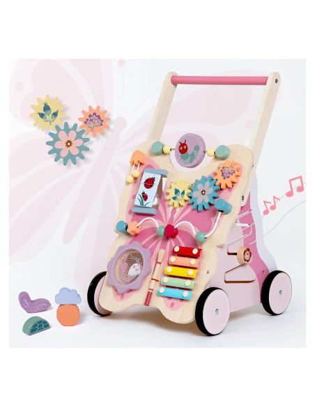 Andador de Madera Montessori Mariposa Rosa 1-3 años Andador de Madera Montessori Mariposa Rosa 1-3 años