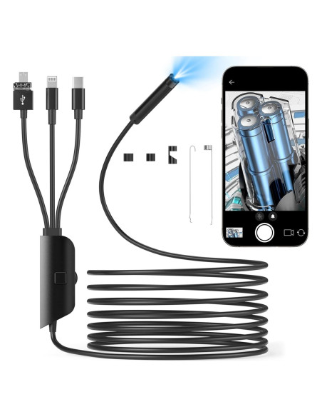 Cámara Endoscópica WOVTE 4 en 1 HD 1920P 5m IP67 con Luz LED Cámara Endoscópica WOVTE 4 en 1 HD 1920P 5m IP67 con Luz LED