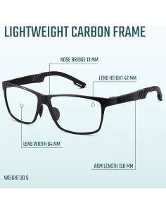 Gafas Anti Luz Azul TR90 UV400 para Hombres - Color Negro 2