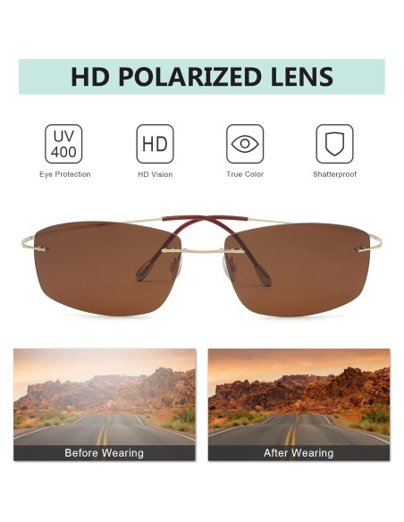 Gafas de sol polarizadas Eyekepper Titanio Aviador UV400 Gafas de sol polarizadas Eyekepper Titanio Aviador UV400
