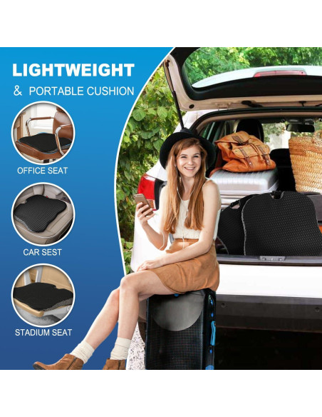 Cojín de Asiento Ergonómico Hapiclody para Coche Negro Cojín de Asiento Ergonómico Hapiclody para Coche Negro