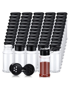 100 Tarros de Plástico para Especias Amyhill 100ml Tapa Negra