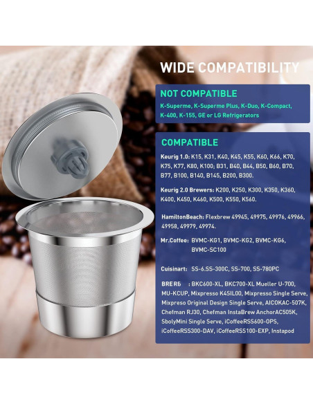 Filtros de café reutilizables modsden para cafeteras Keurig 1.0 y 2.0 Filtros de café reutilizables modsden para cafeteras Keurig 1.0 y 2.0