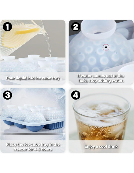 Bandeja de Hielo Grande Acomler, 6 Cubos y Esferas Sin BPA Bandeja de Hielo Grande Acomler, 6 Cubos y Esferas Sin BPA