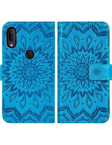 Funda de cuero Alcatel 3V 2019 con protector y soporte azul