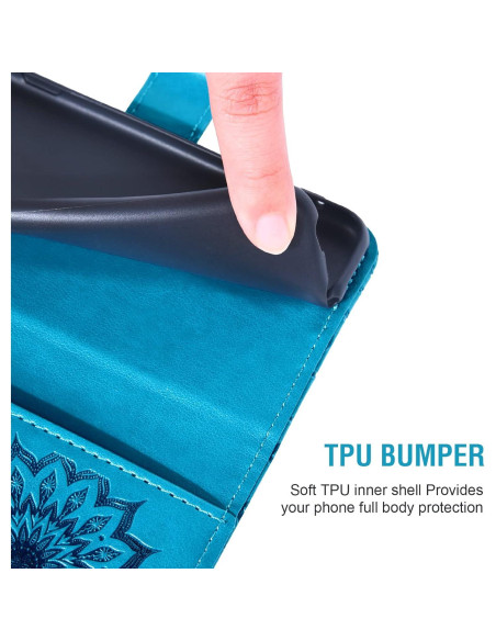 Funda de cuero Alcatel 3V 2019 con protector y soporte azul Funda de cuero Alcatel 3V 2019 con protector y soporte azul