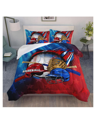 Conjunto de Edredón AILONEN Individual Tema Béisbol 3 Piezas