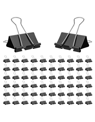 Clips de Carpeta Grandes OWLKELA 64 Pcs Negros 4.06 cm