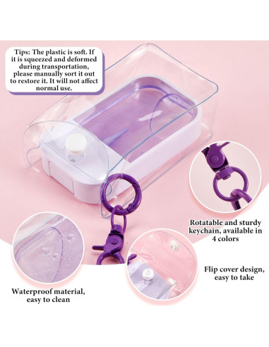 Honeydak 4 Fundas Transparentes PVC con Llavero Colorido