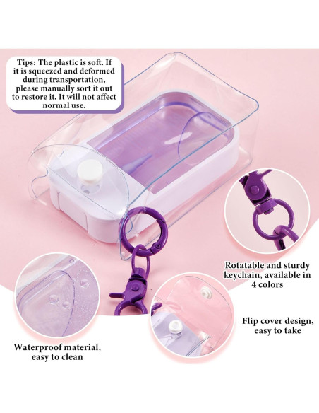 Honeydak 4 Fundas Transparentes PVC con Llavero Colorido Honeydak 4 Fundas Transparentes PVC con Llavero Colorido