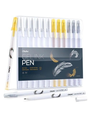 Bolígrafos de Gel Ohuhu 12 Colores Punta Extra Fina 0.8mm