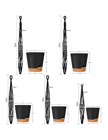 Macetas Colgantes GARDIFE 5 Piezas Autorriego 17.8-88.9 cm Macetas Colgantes GARDIFE 5 Piezas Autorriego 17.8-88.9 cm