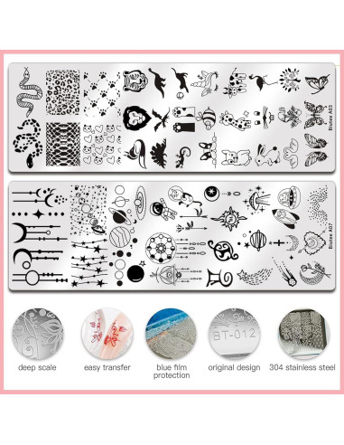 Kit de Estampado de Uñas Biutee 21PCS con 8 Esmaltes 8ml
