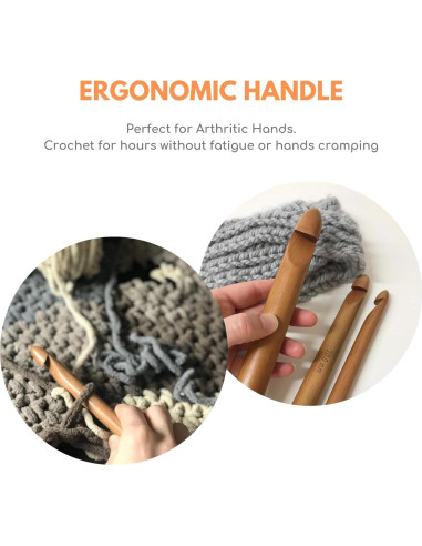 Juego de 3 Ganchos de Crochet Gigantes Kalovin 25mm Madera