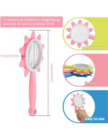 Lupa de Mano Rongon 10X Rosa para Niños y Lectura
