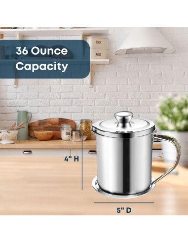 Contenedor de Aceite de Acero Inoxidable Jumbl 1.07L con Filtro