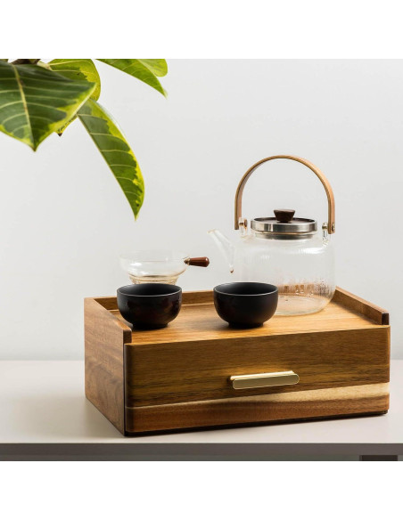 Organizador de Bolsitas de Té de Madera de Acacia FLYIEE Organizador de Bolsitas de Té de Madera de Acacia FLYIEE