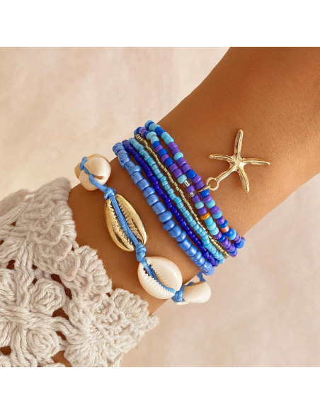 Conjunto de Pulsera y Tobillera Boho 17IF 7 Pcs Colorido Conjunto de Pulsera y Tobillera Boho 17IF 7 Pcs Colorido