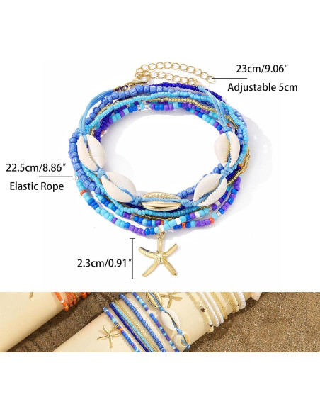 Conjunto de Pulsera y Tobillera Boho 17IF 7 Pcs Colorido Conjunto de Pulsera y Tobillera Boho 17IF 7 Pcs Colorido