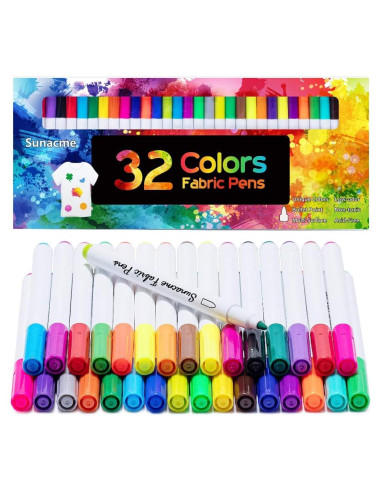 Set de 32 Marcadores de Tela MD - Punta Fina, Multicolor