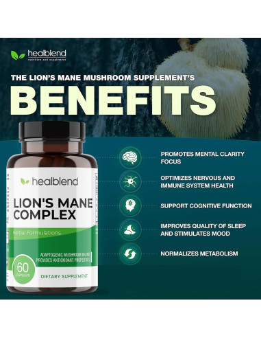 Cápsulas de Champiñón Melena de León Healblend - 60 Unidades
