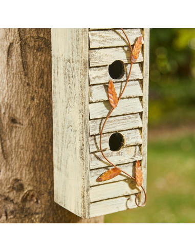 Casa de Aves Colgante Glitzhome 45.72 cm Madera Blanca Jardín