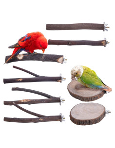 Soporte para Percha de Pájaro de Madera Natural Deloky 8 PCS