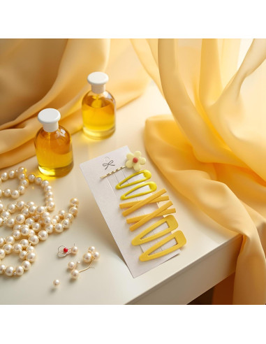 Set de 7 Clips de Pelo Flor Amarilla Elegantes SquarezhenBo