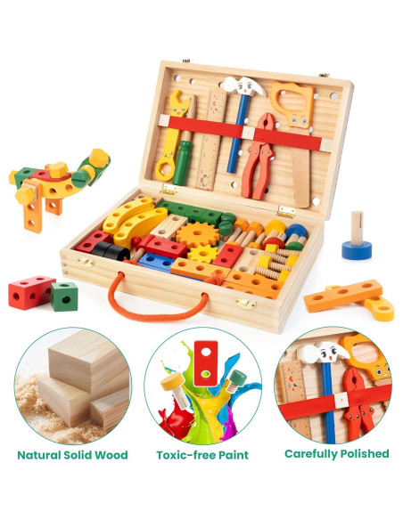 Conjunto de Herramientas de Madera WOOOMAM 90 PCS para Niños Conjunto de Herramientas de Madera WOOOMAM 90 PCS para Niños