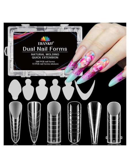 Kit de Uñas Duales EBANKU 288PCS con 76 Etiquetas Adhesivas Kit de Uñas Duales EBANKU 288PCS con 76 Etiquetas Adhesivas