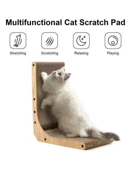 Rascador para Gatos FUKUMARU en Forma de L 47.4 cm con Juguete Rascador para Gatos FUKUMARU en Forma de L 47.4 cm con Juguete