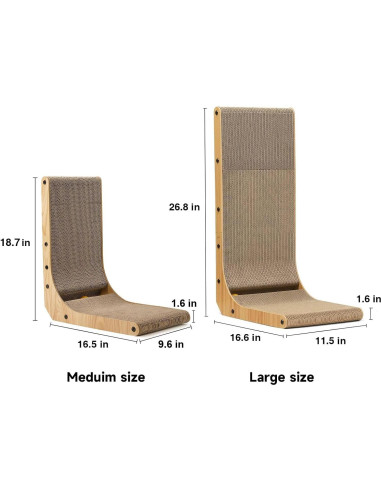 Rascador para Gatos FUKUMARU en Forma de L 47.4 cm con Juguete