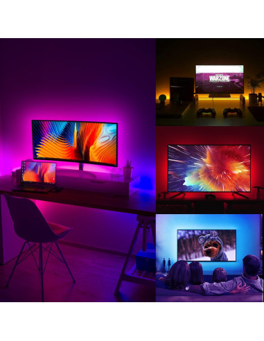Tiras LED RGB Dalattin 2.5m para TV 32-40" USB Control Remoto