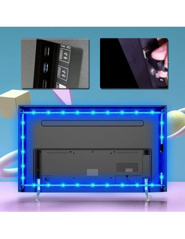 Tiras LED RGB Dalattin 2.5m para TV 32-40" USB Control Remoto