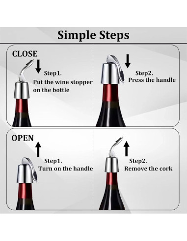 Juego de 2 Tapones de Vino Pafusen Acero Inoxidable Negro